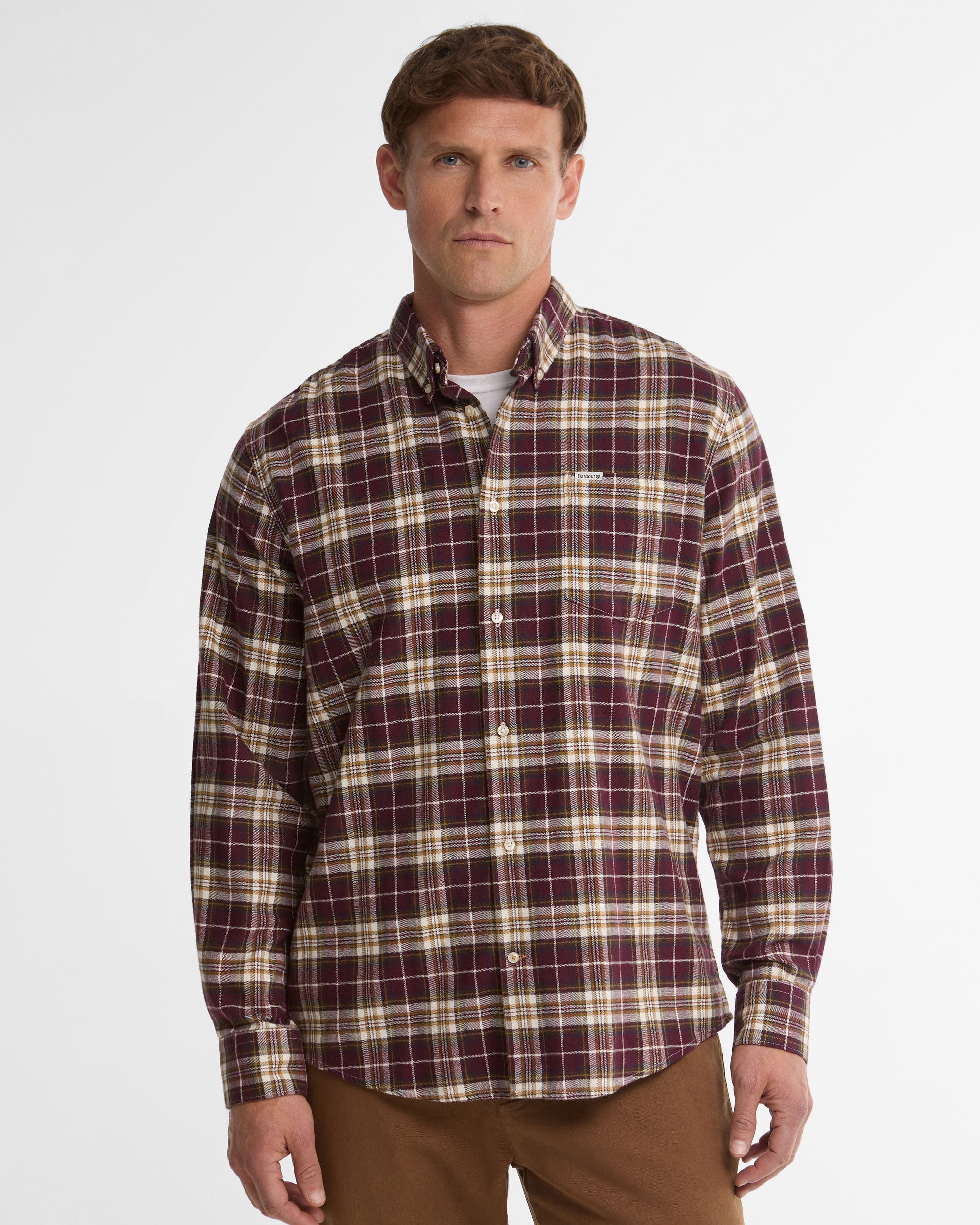 Telfield Regular Fit Checked Shirt - Dark Bordeaux