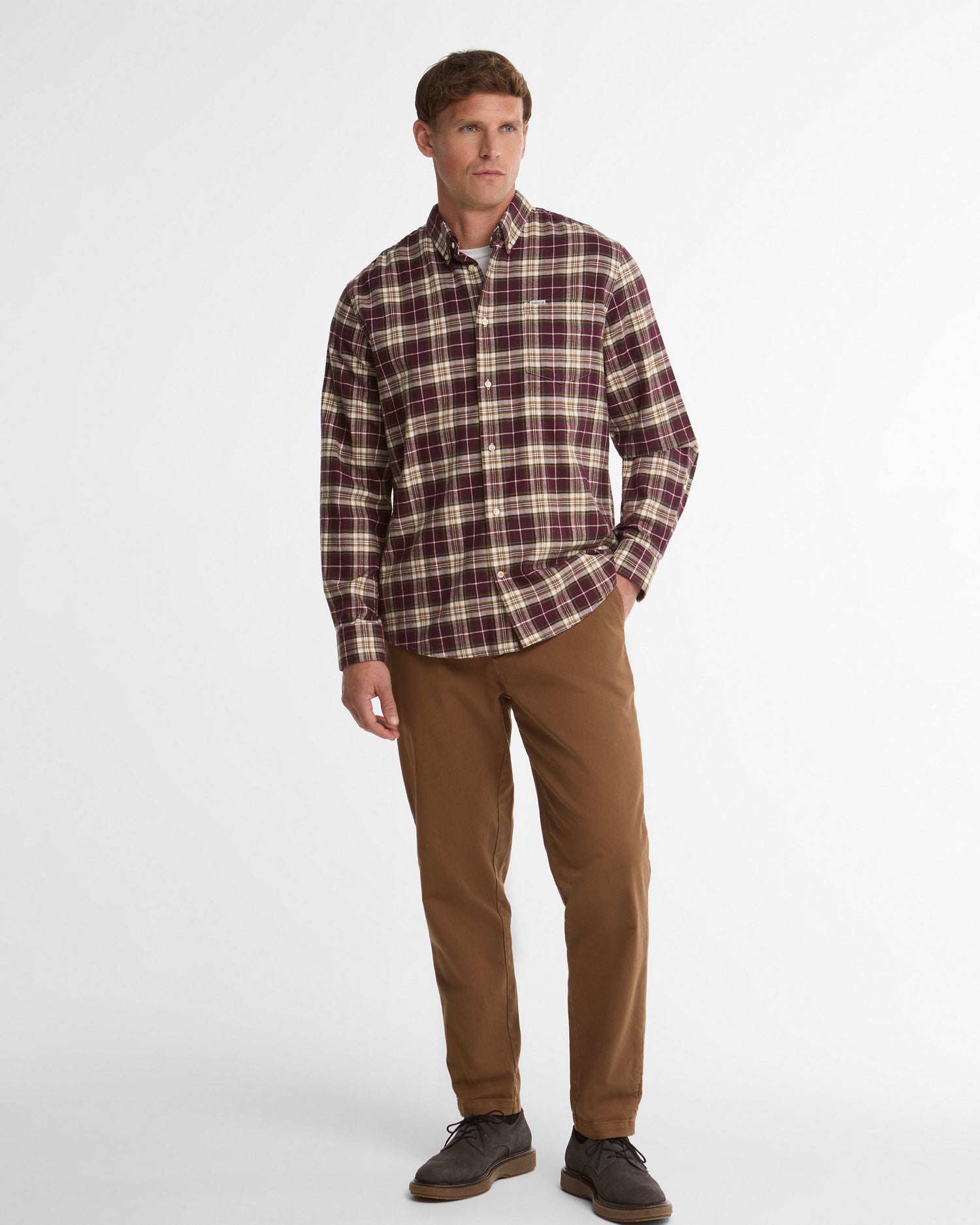 Telfield Regular Fit Checked Shirt - Dark Bordeaux