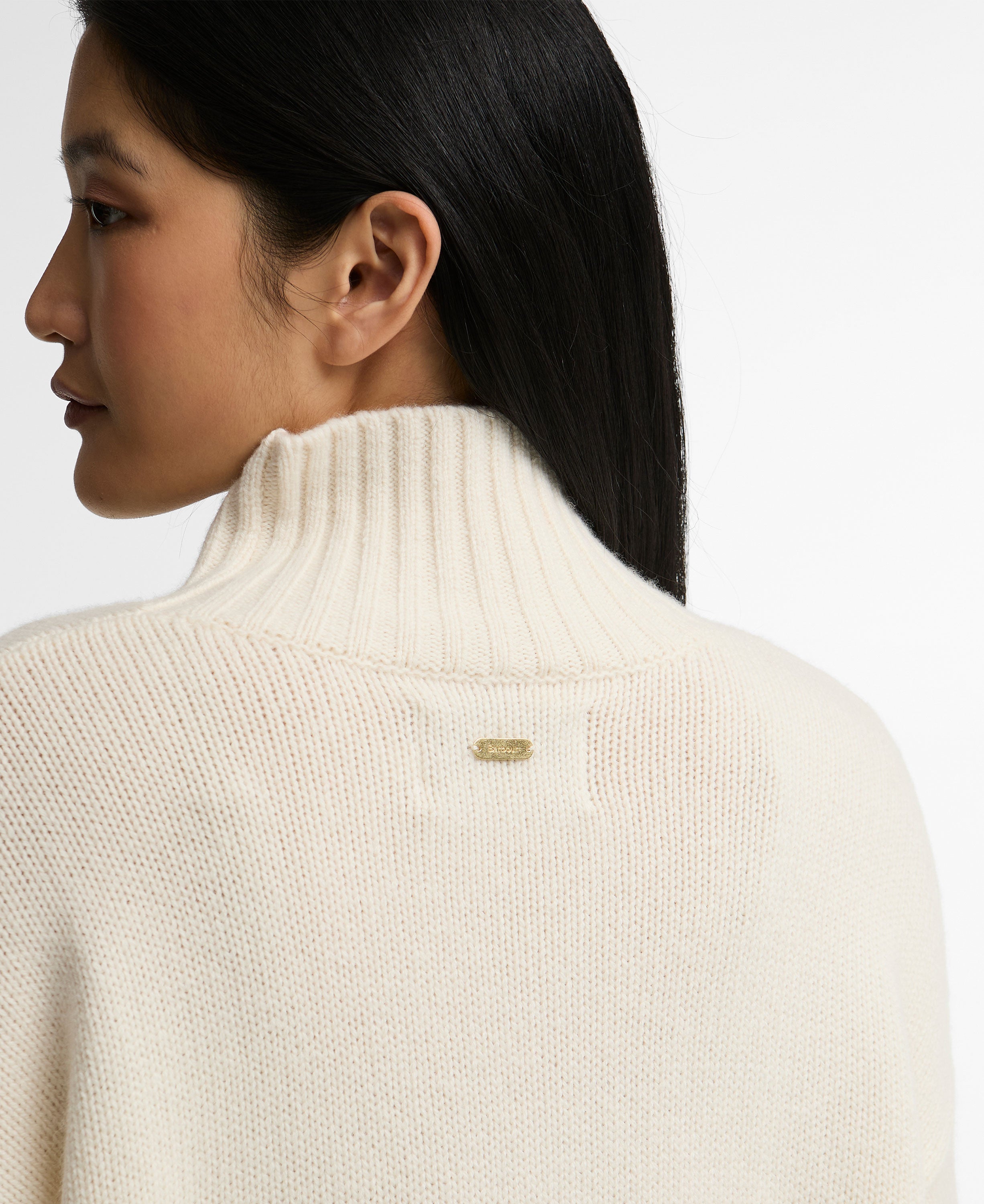 Woodhouse Cashmere Blend Funnel Neck Knitted Jumper - Ecru