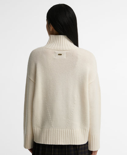 Woodhouse Cashmere Blend Funnel Neck Knitted Jumper - Ecru