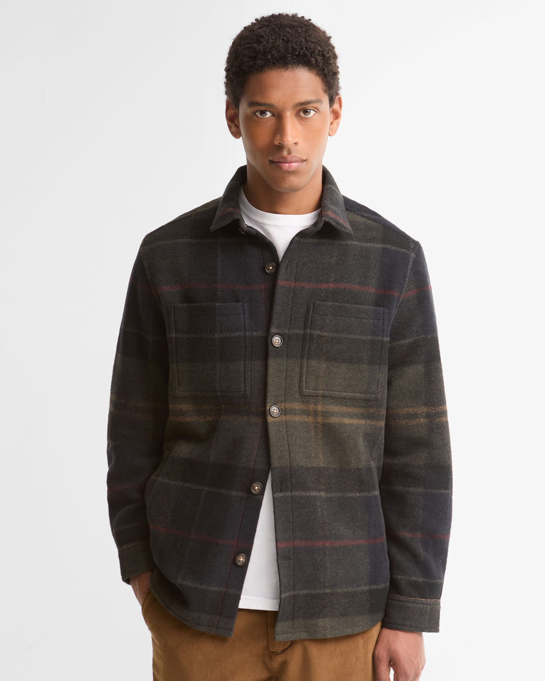 Woodlane Brushed Check Overshirt - Shadow Classic Tartan
