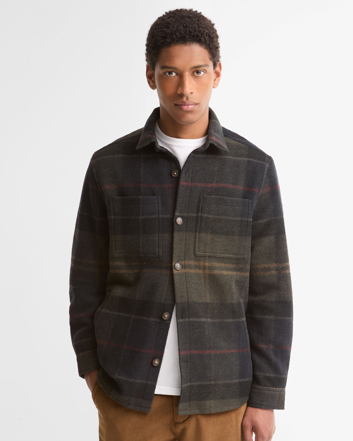 Woodlane Brushed Check Overshirt - Shadow Classic Tartan