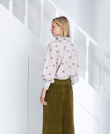 Aida Bow Print Shirt - Stripe