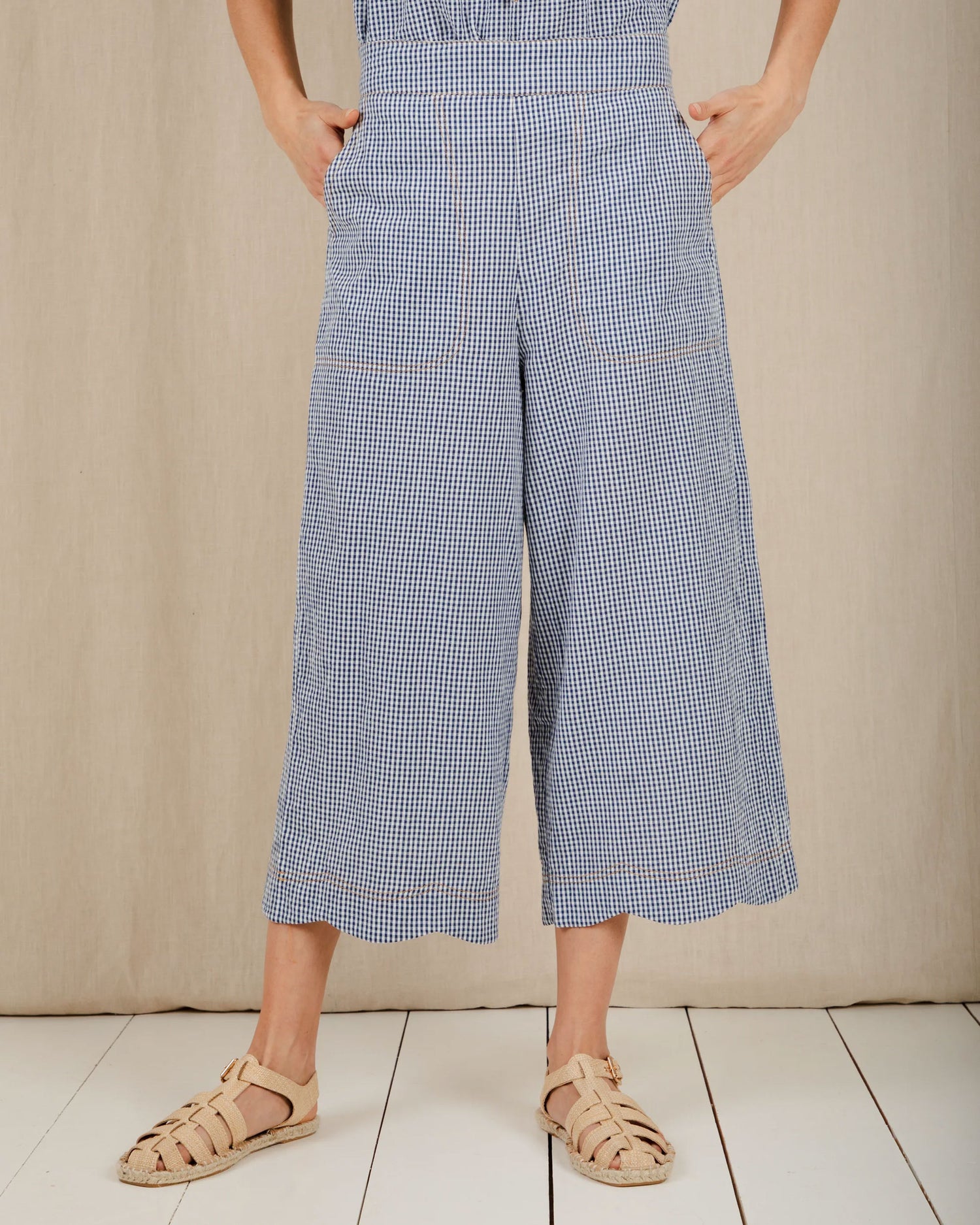 Aide Trouser - Navy Gingham