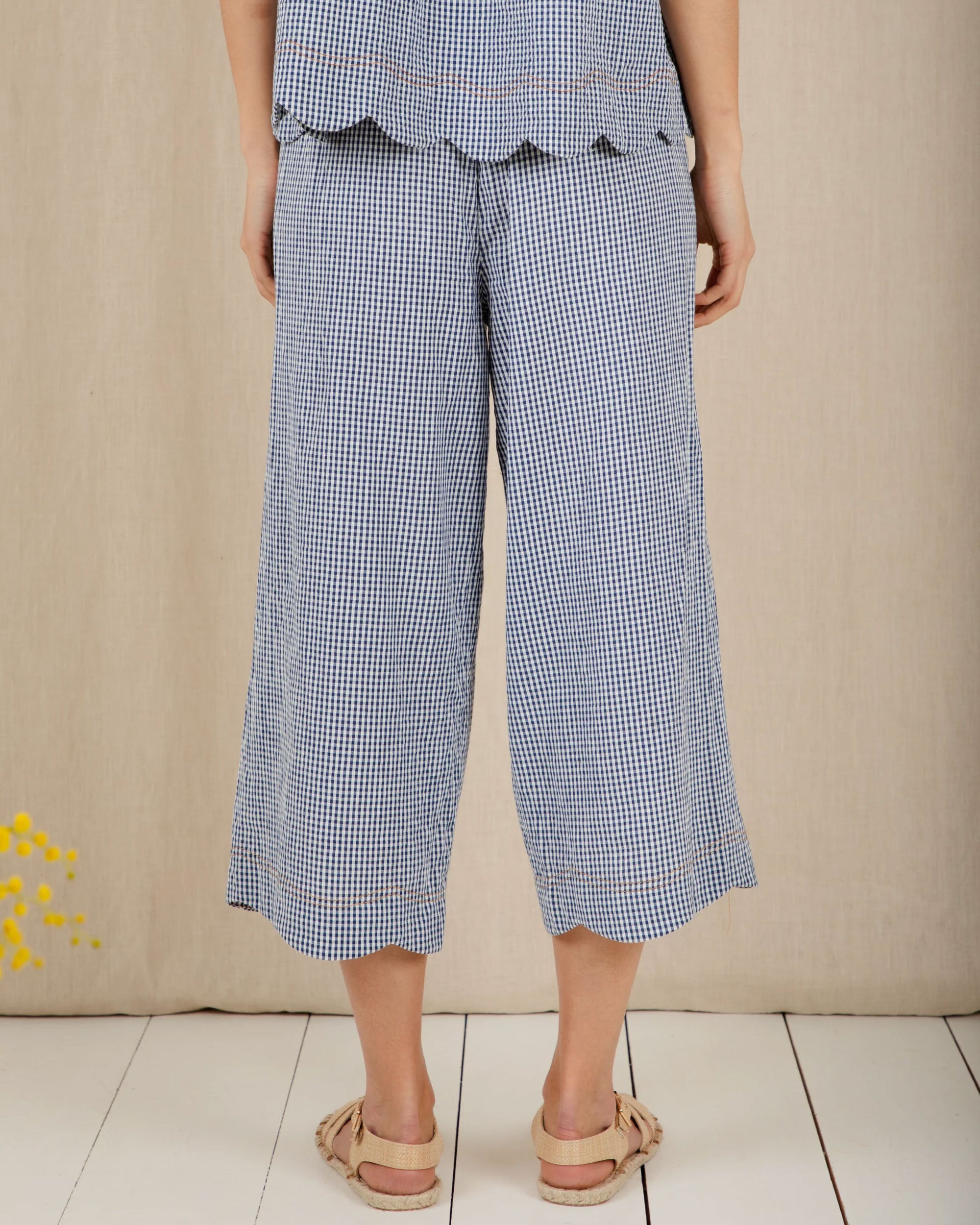Aide Trouser - Navy Gingham