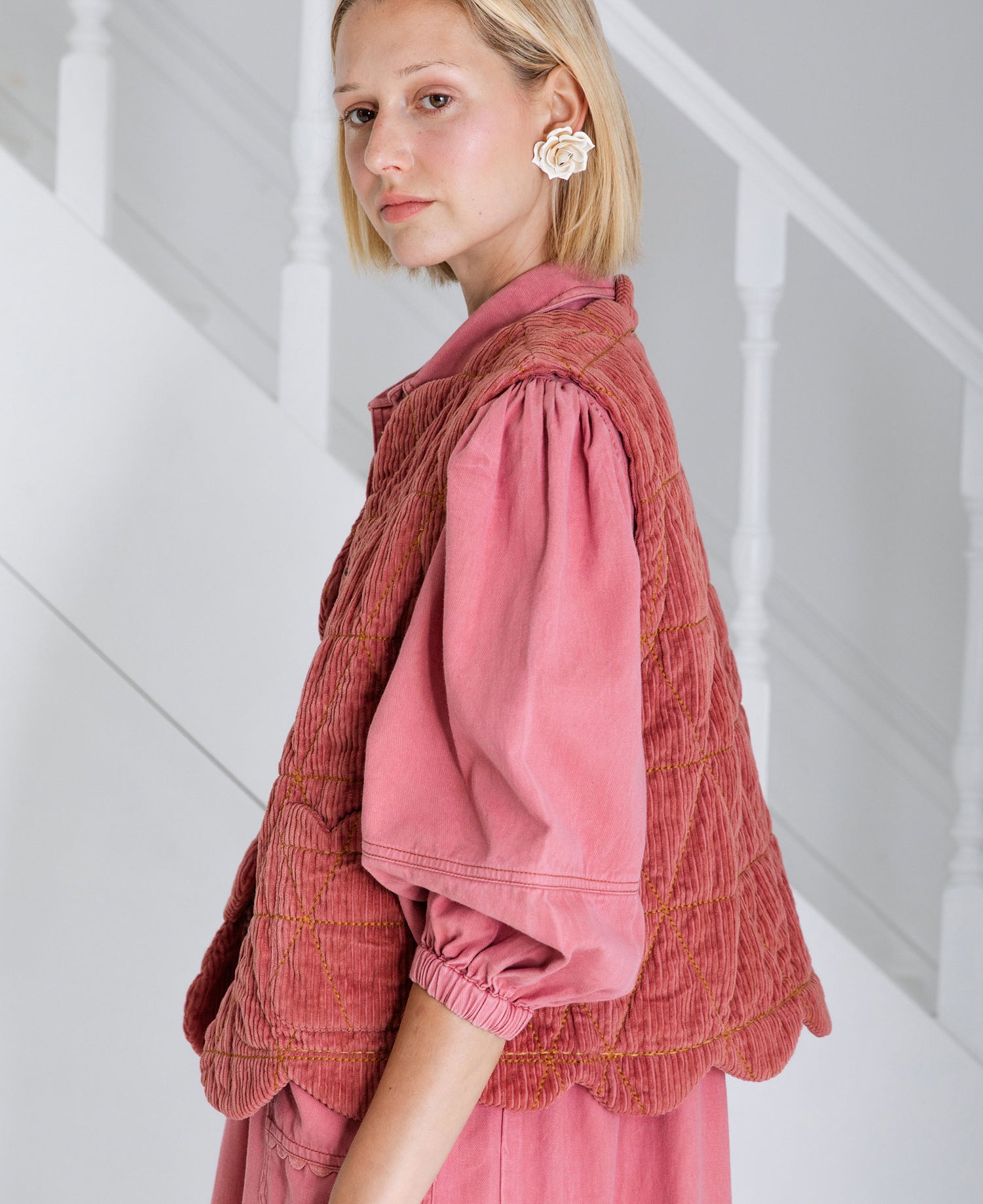 Estelle Cord Gilet - Rose Cord