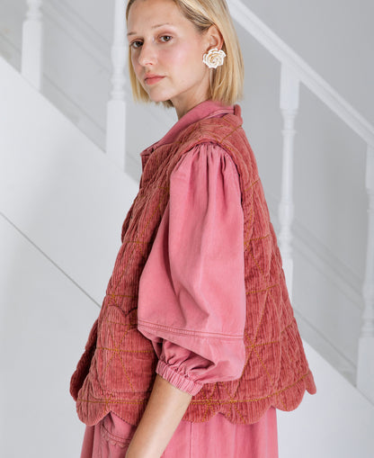 Estelle Cord Gilet - Rose Cord