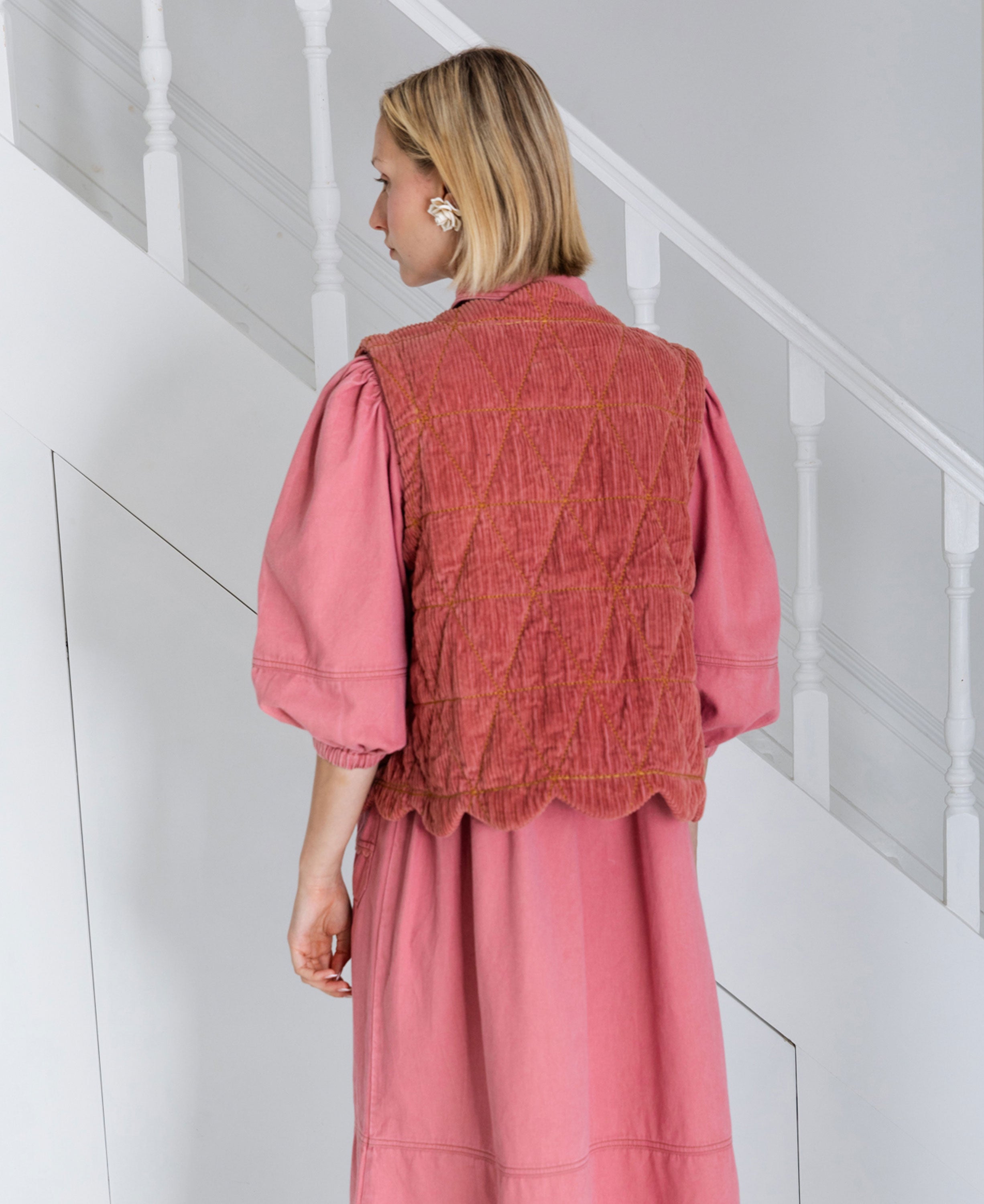 Estelle Cord Gilet - Rose Cord