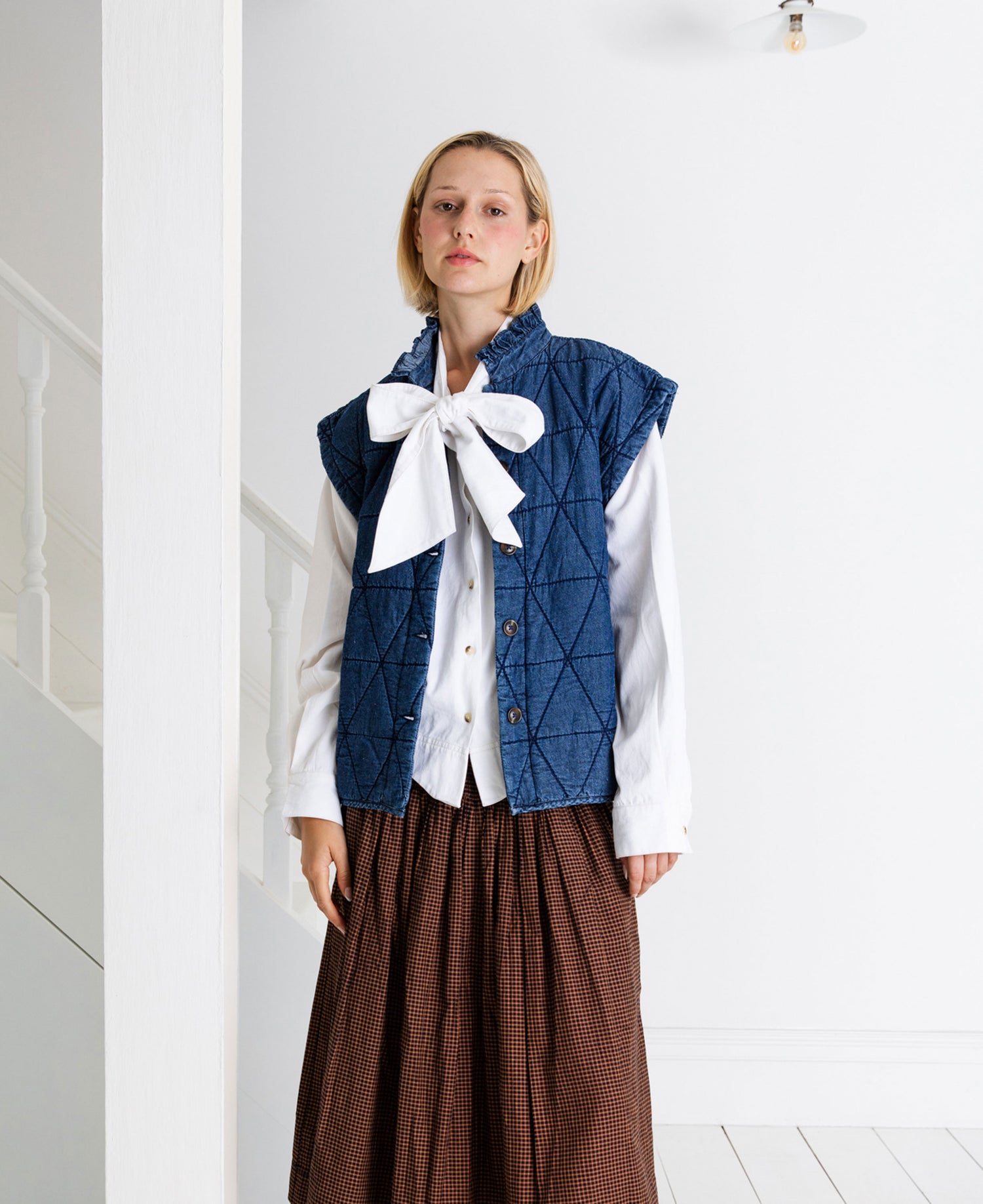 Stina Quilted Denim Gilet - Denim