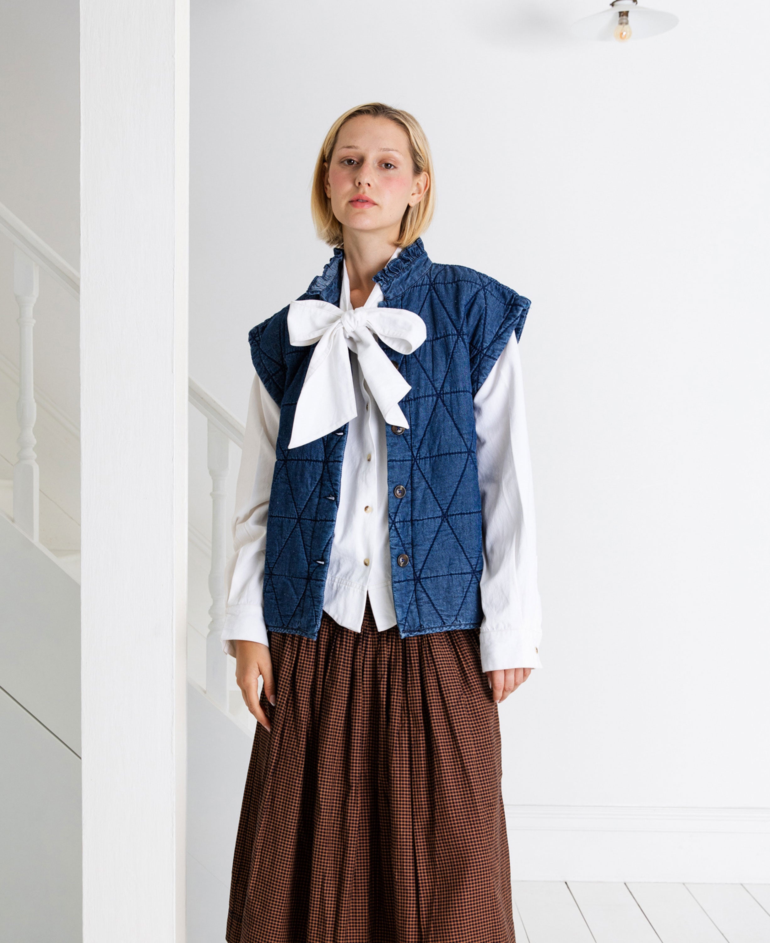 Stina Quilted Denim Gilet - Denim