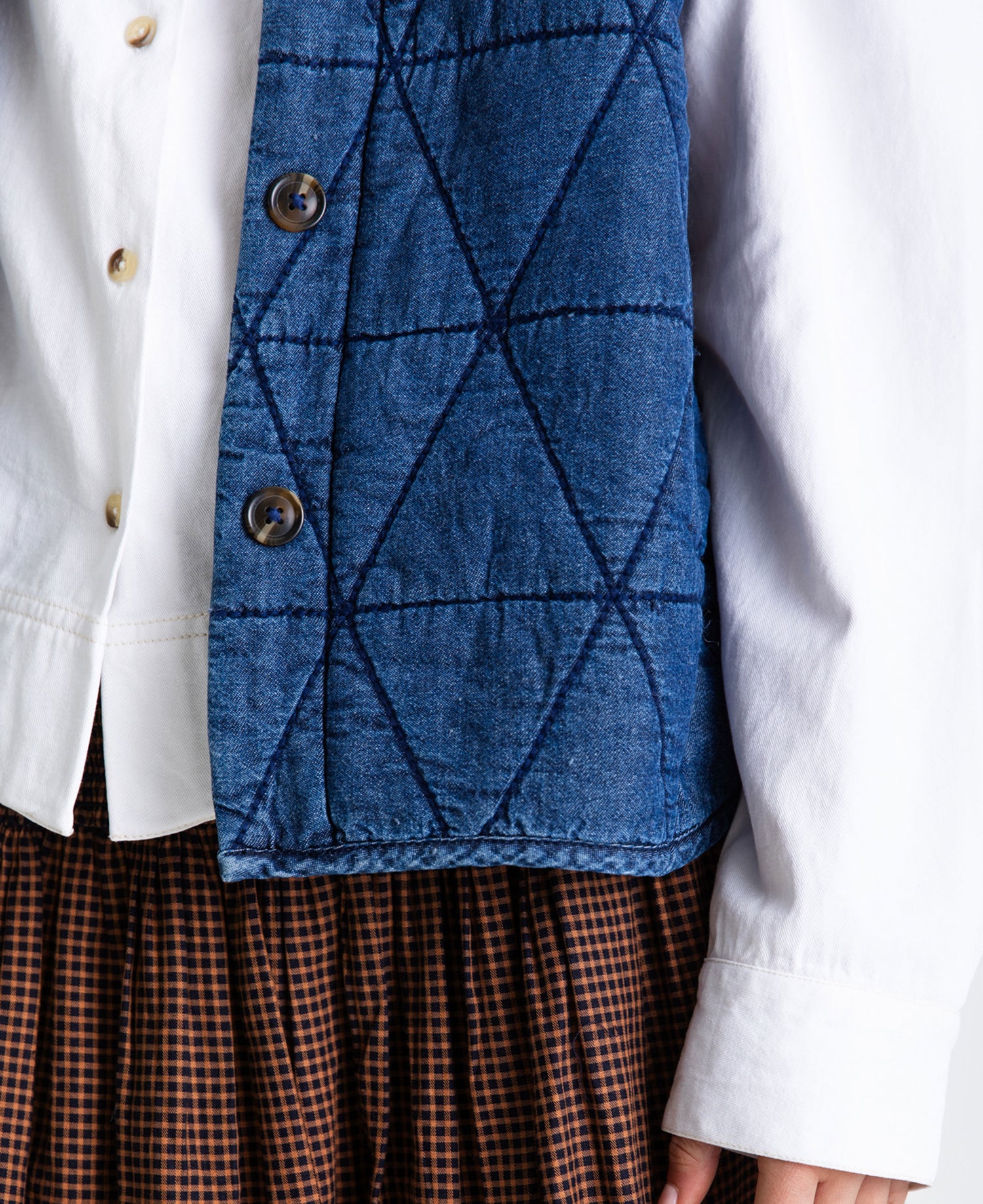 Stina Quilted Denim Gilet - Denim