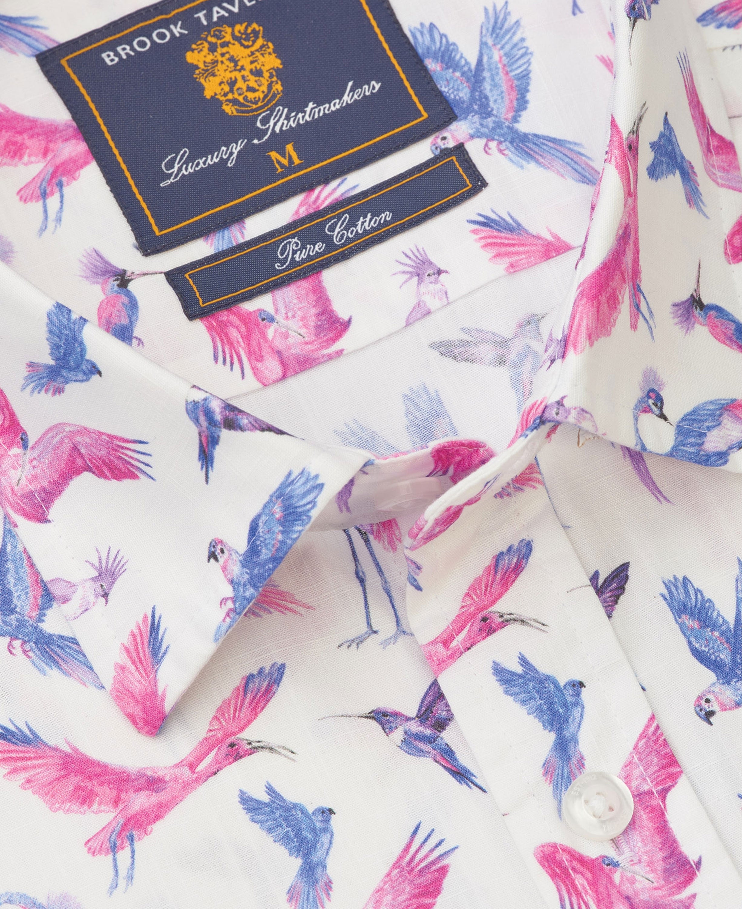 Bird Print Short Sleeve Shirt Regular Fit - Pink