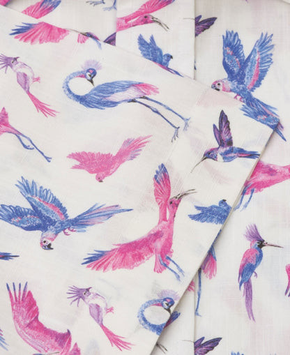 Bird Print Short Sleeve Shirt Regular Fit - Pink