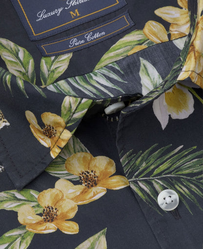 Black Leopard Short Sleeve Shirt Regular fit - Black