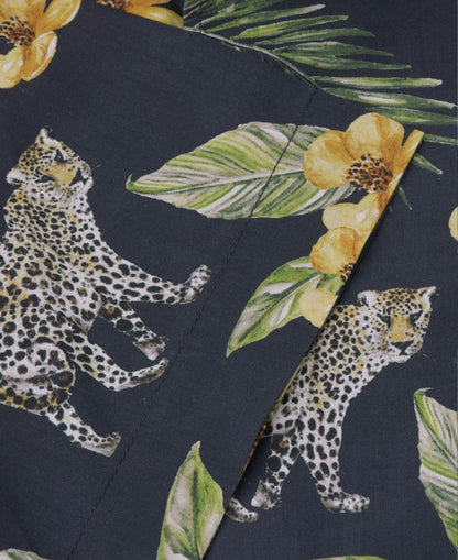 Black Leopard Short Sleeve Shirt Regular fit - Black