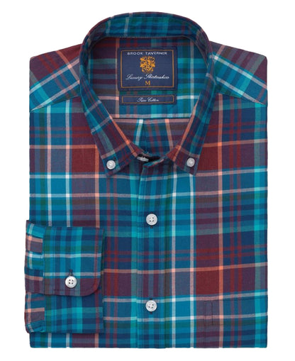 Melange Check Cotton Shirt - Teal