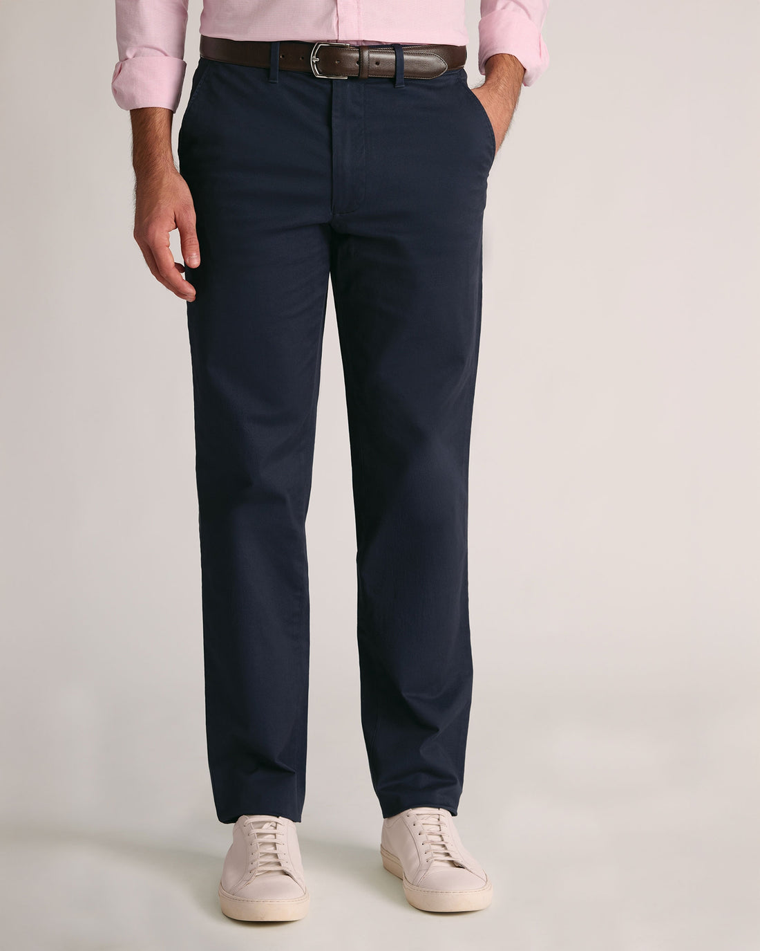 Leo Cotton Stretch Chinos - Navy