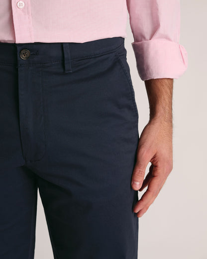 Leo Cotton Stretch Chinos - Navy