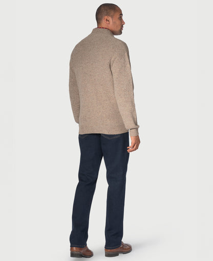 Eamont Button Neck Rice Knit Jumper - Natural