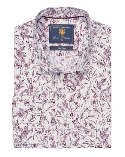 Hares &amp; Flowers Shirt - Mulberry