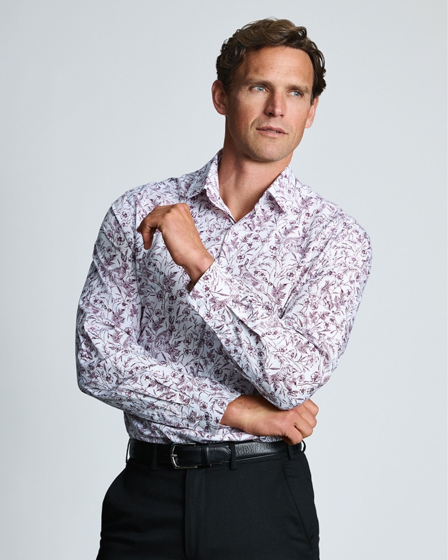 Hares &amp; Flowers Shirt - Mulberry