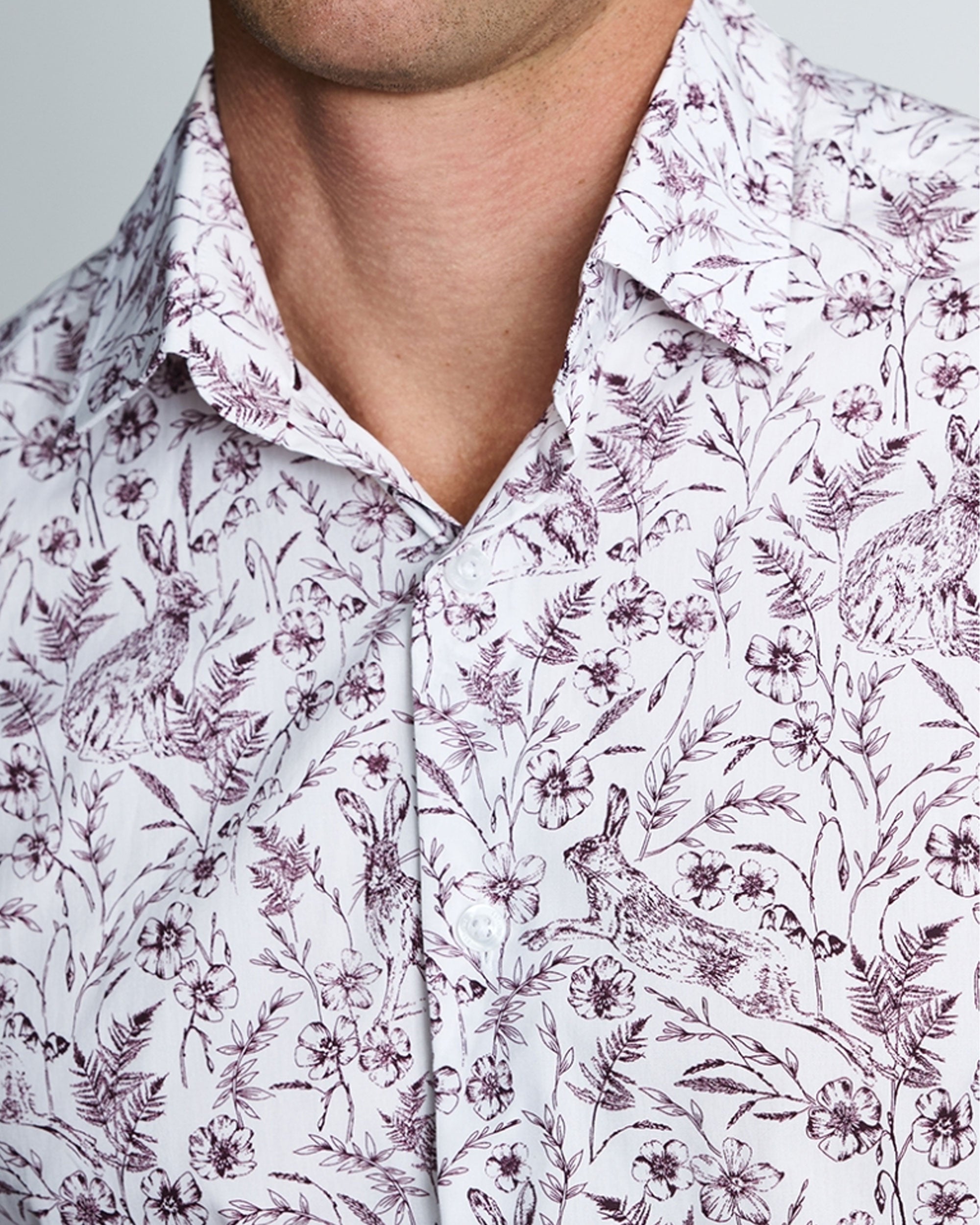 Hares &amp; Flowers Shirt - Mulberry