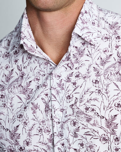 Hares &amp; Flowers Shirt - Mulberry