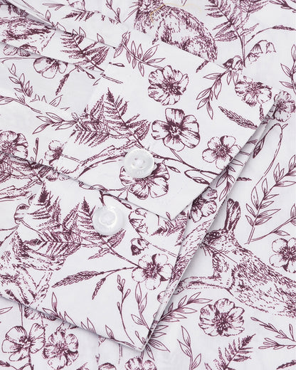 Hares &amp; Flowers Shirt - Mulberry