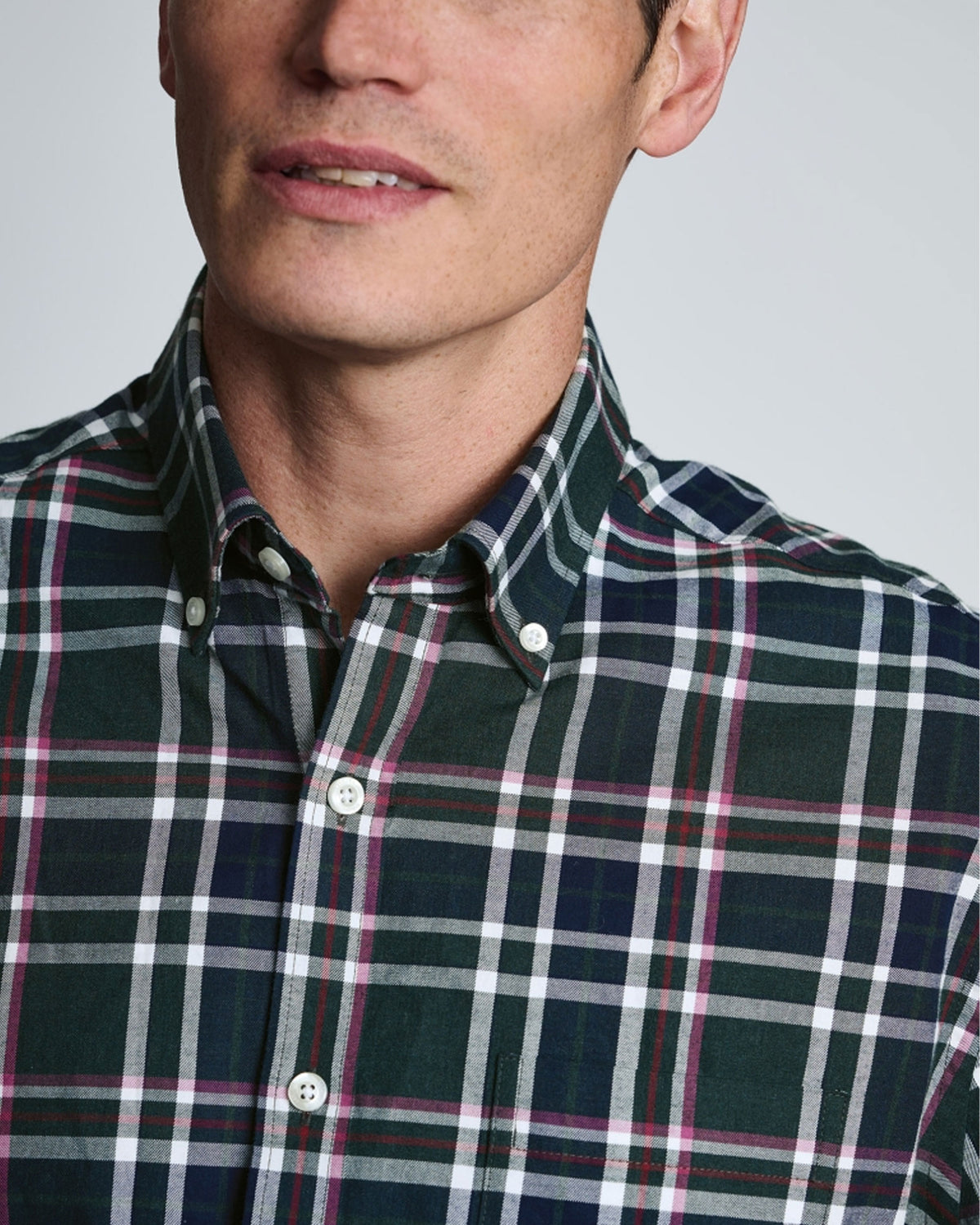 Melange Check Shirt - Dark Green