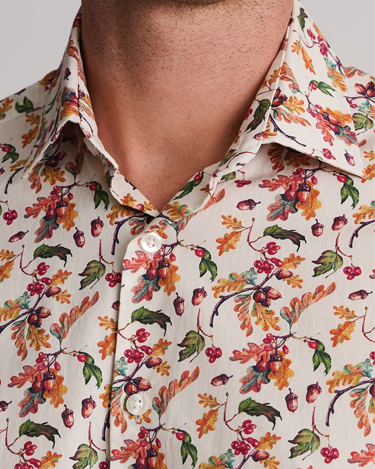 Acorn Print Cotton Shirt - Ecru