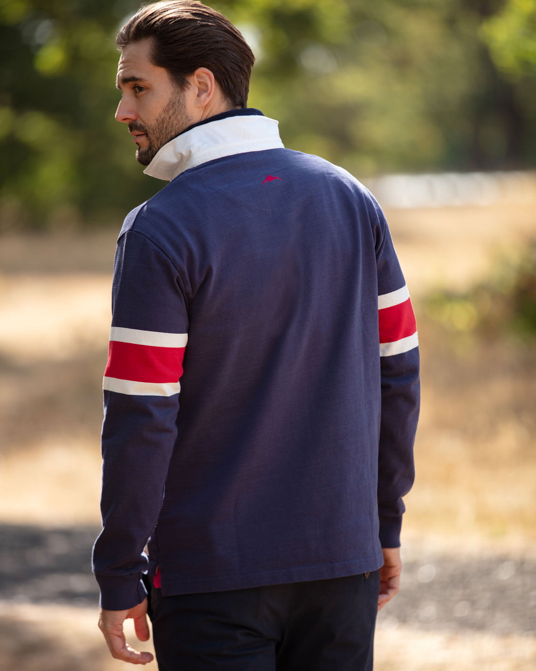 Hooped Rugby - Navy/Chilli