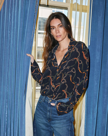 Daria French Cuff Silk Blouse - Wellington