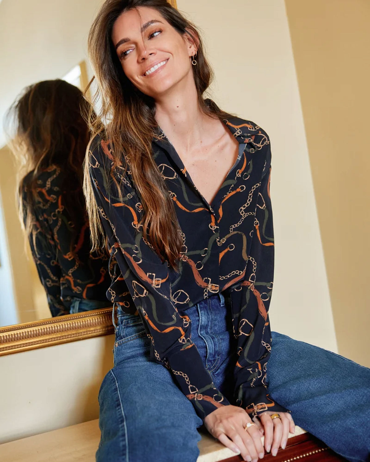 Daria French Cuff Silk Blouse - Wellington