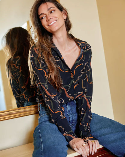 Daria French Cuff Silk Blouse - Wellington