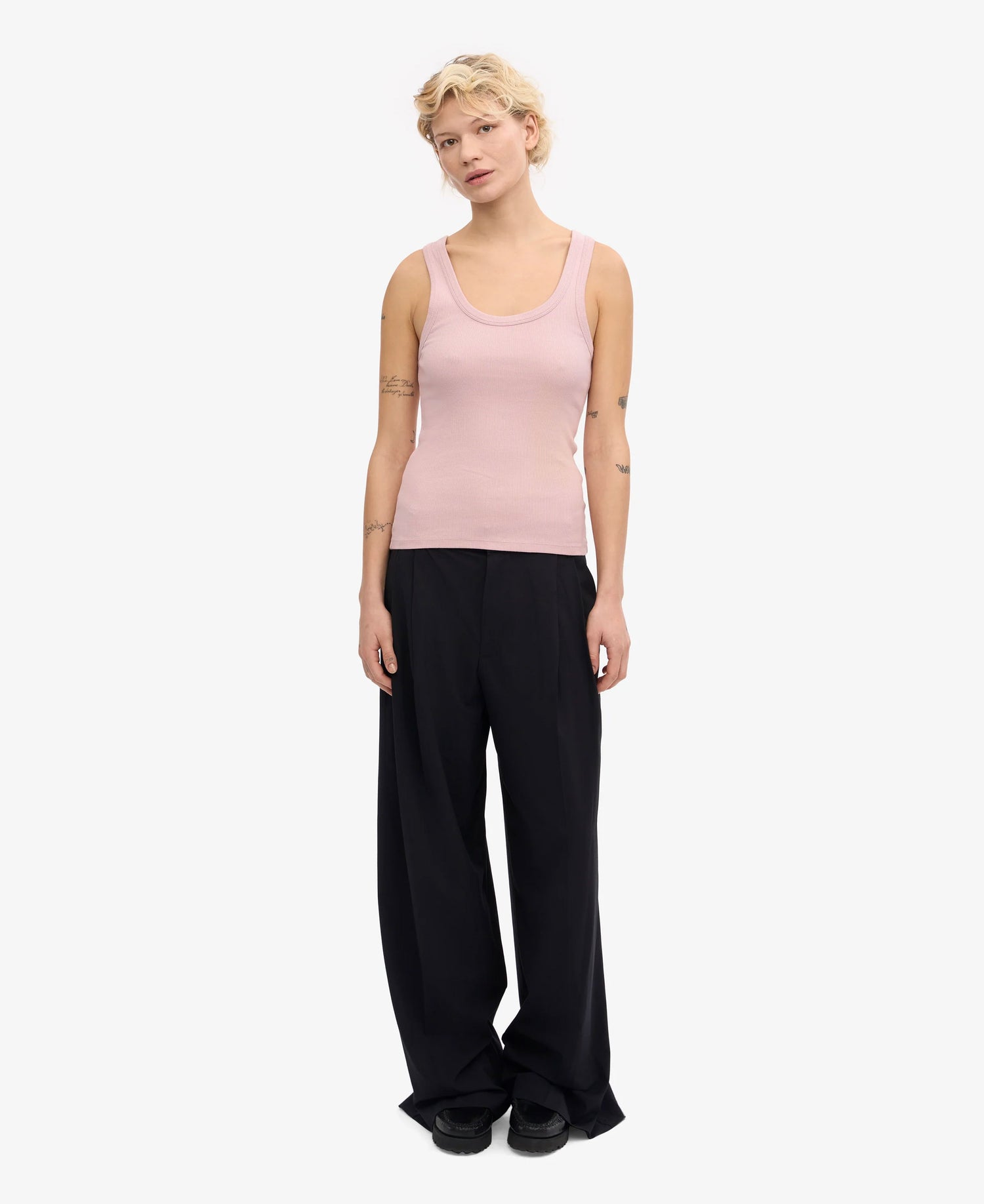 Organic Rib Tank Top - Faded Pink