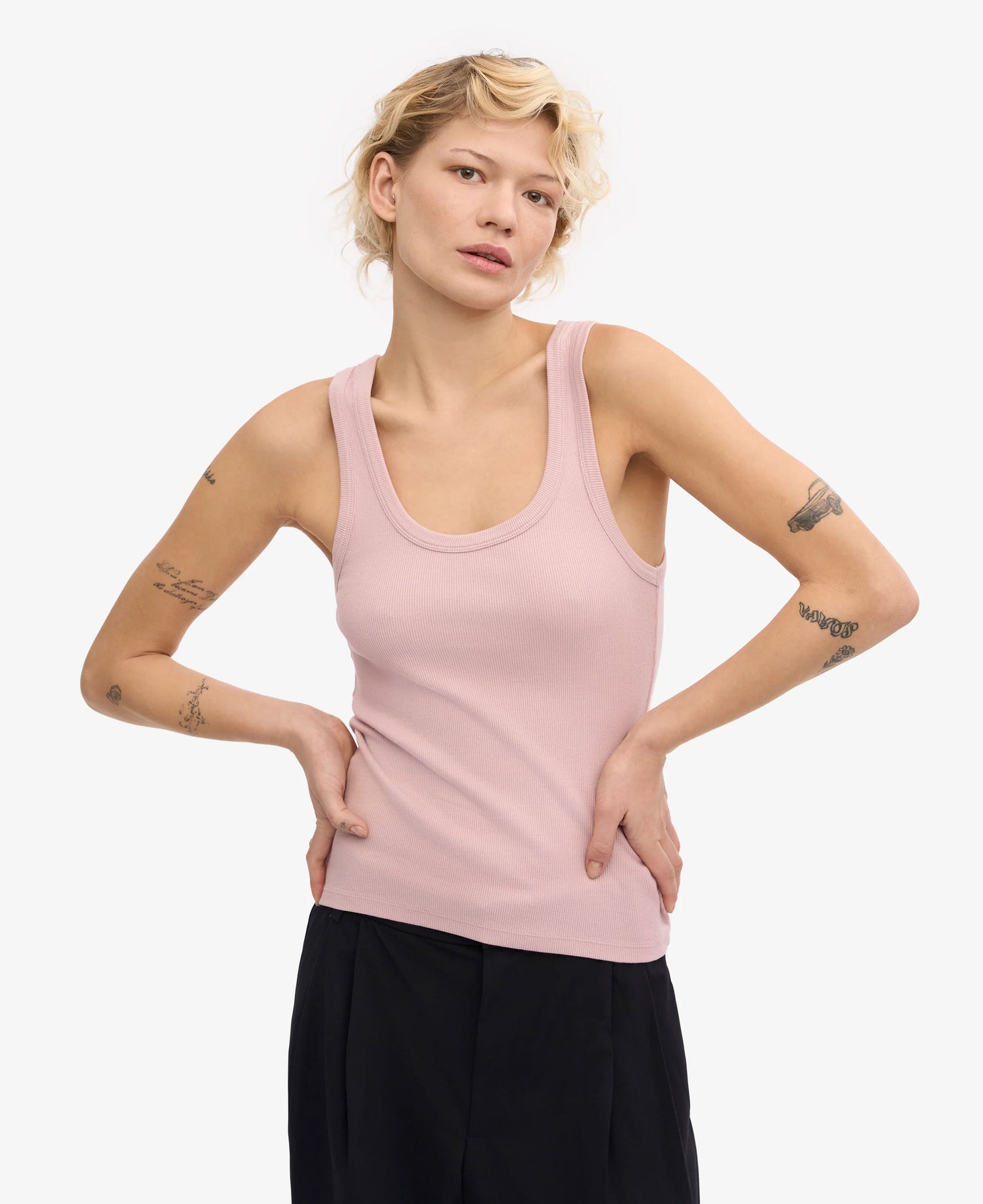 Organic Rib Tank Top - Faded Pink