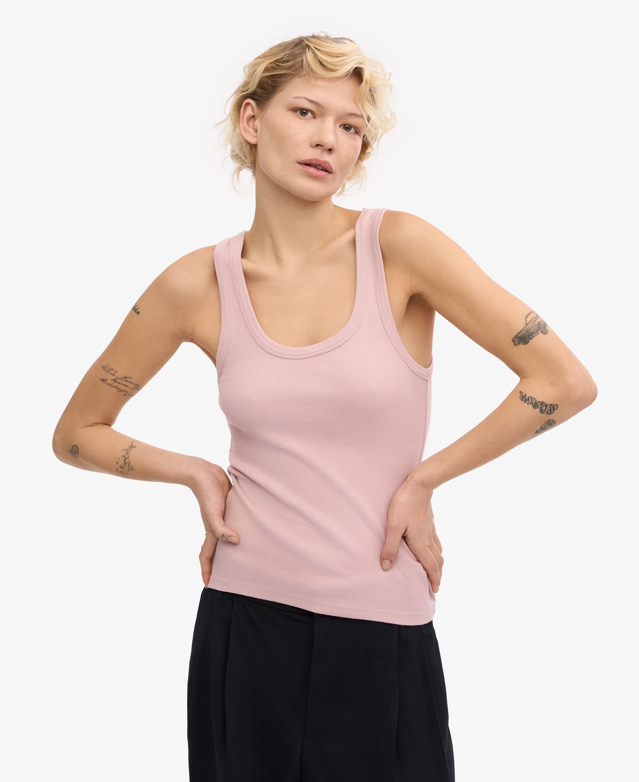 Organic Rib Tank Top - Faded Pink