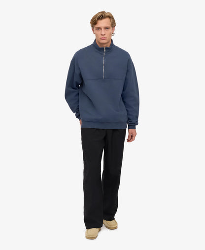 Organic Quarter Zip - Petrol Blue