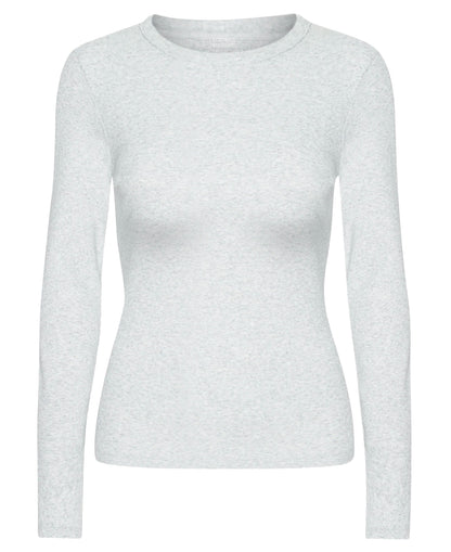 Organic Rib Long Sleeve T-Shirt - Snow Melange