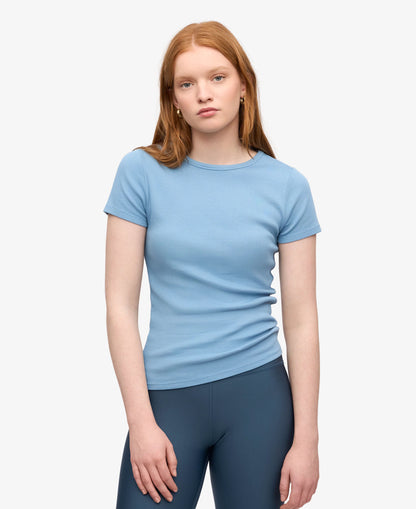 Organic Rib Short Sleeve T-Shirt - Seaside Blue