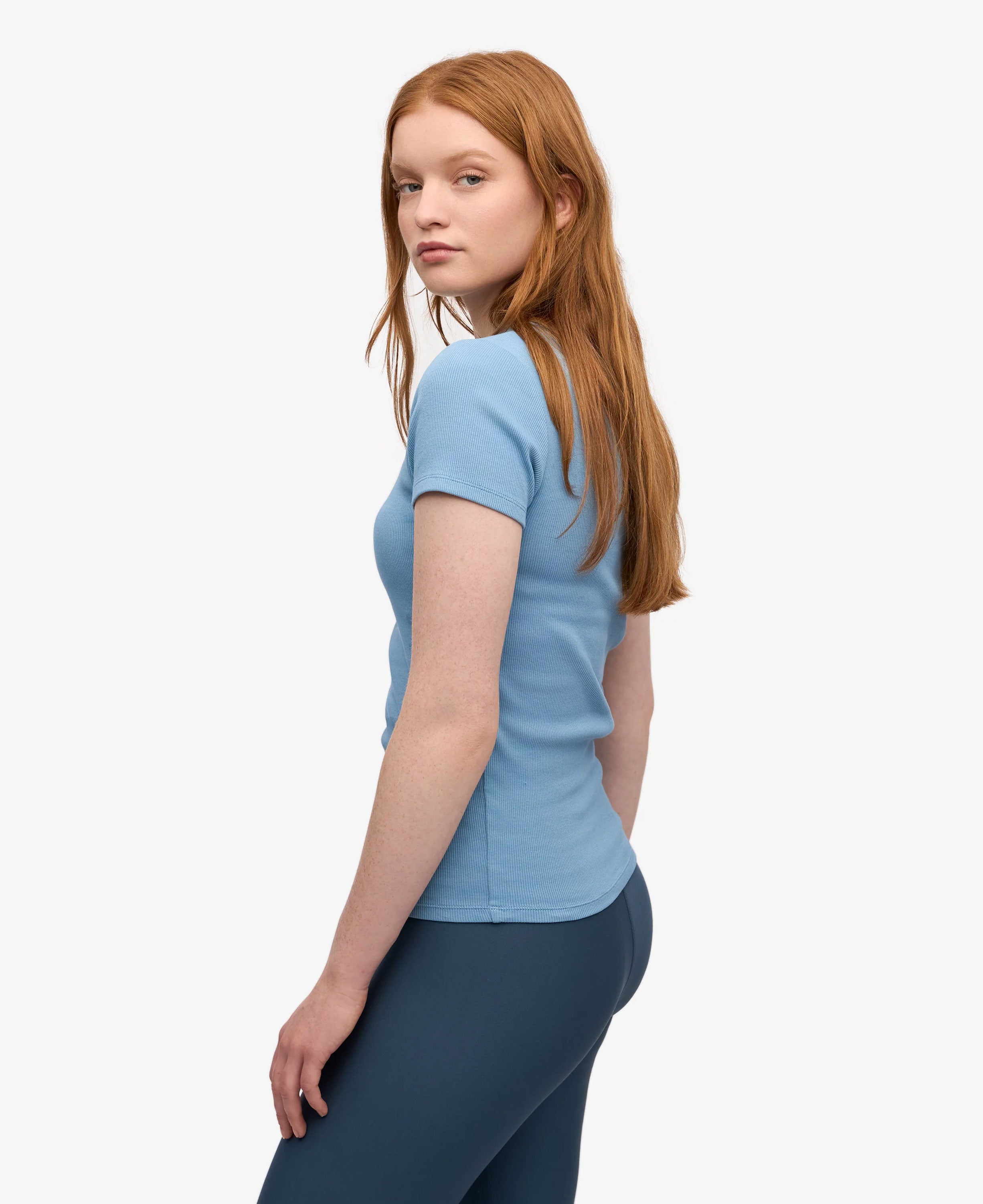 Organic Rib Short Sleeve T-Shirt - Seaside Blue