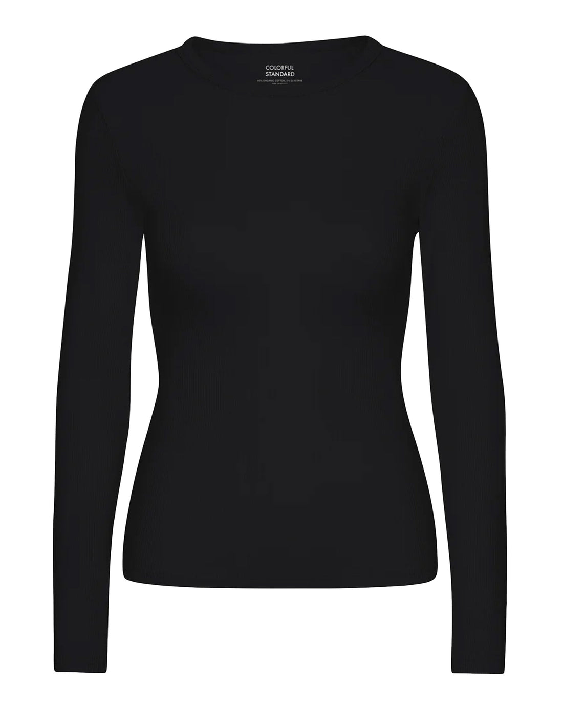 Organic Rib Long Sleeve T-Shirt - Deep Black