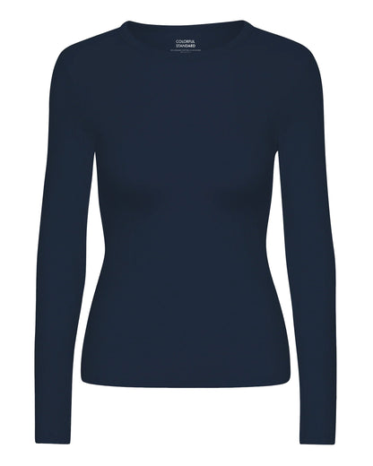 Organic Rib Long Sleeve T-Shirt - Navy Blue