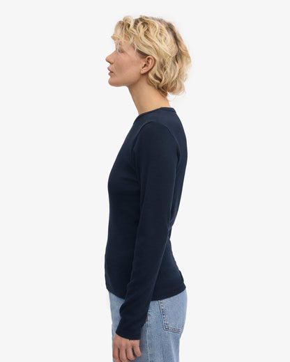 Organic Rib Long Sleeve T-Shirt - Navy Blue
