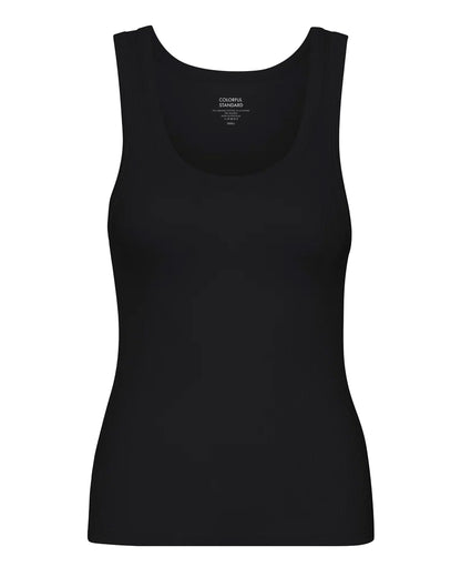 Organic Rib Tank Top - Deep Black