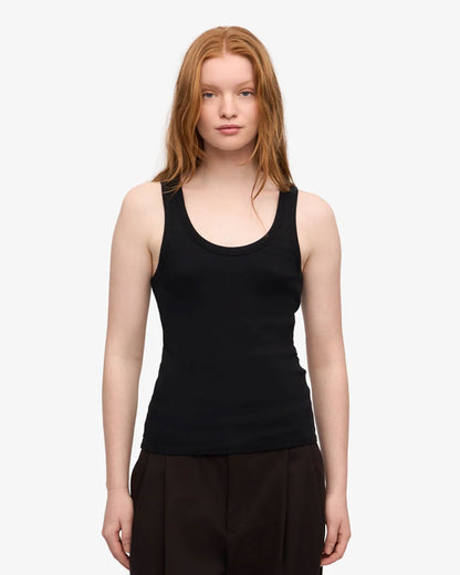 Organic Rib Tank Top - Deep Black