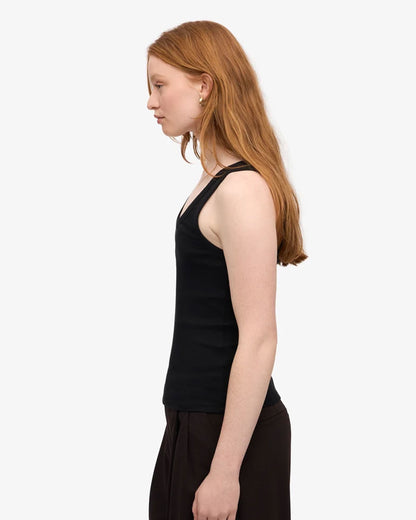Organic Rib Tank Top - Deep Black