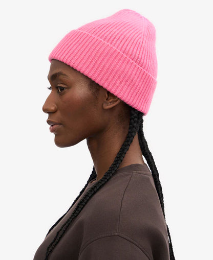 Merino Wool Beanie - Bubblegum Pink