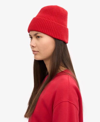 Merino Wool Beanie - Scarlet Red