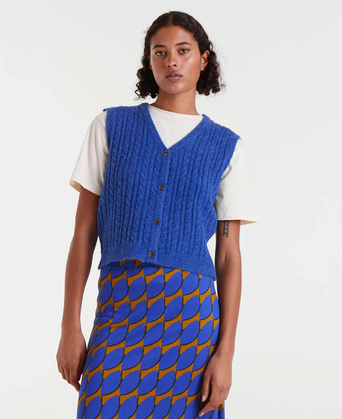 Knitted Vest - Blue